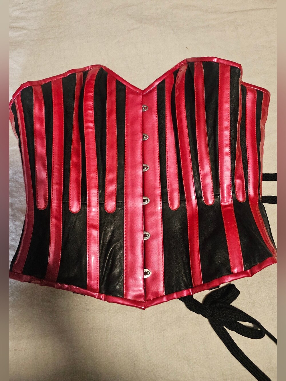 Steel Boned Pink And Black Corset
